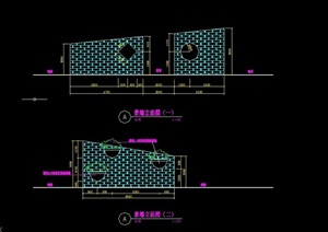 园林景观详细的完整景墙cad详图