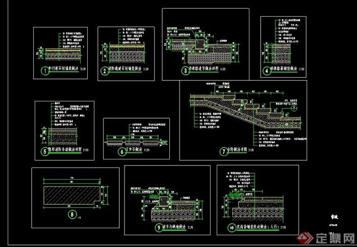 详细的道牙、道路、台阶通用cad做法图天正打开