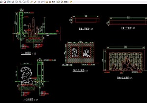 详细的完整景墙素材设计cad施工图