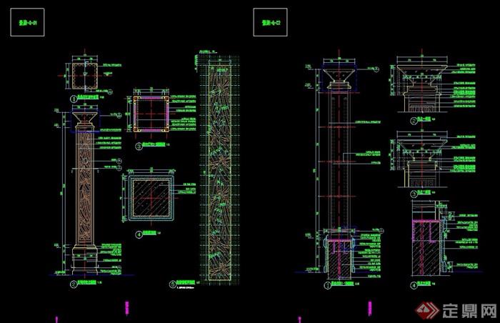 详细的整体完整景观灯柱设计cad施工图