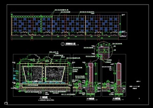 园林景观详细的景墙素材cad施工图