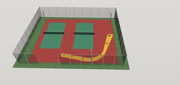 网球场室外精品su模型(1)