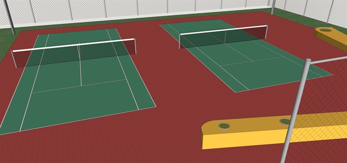 网球场室外精品su模型(2)