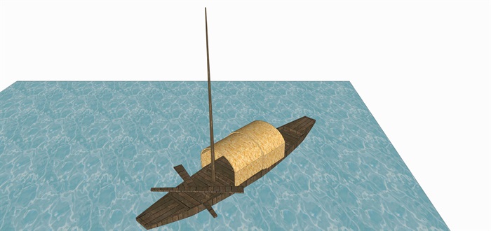 景区水中乌篷船su精品模型(3)