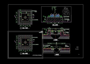 园林景观节点树池素材cad施工图