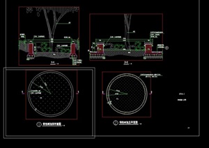 园林景观树池素材设计cad施工图