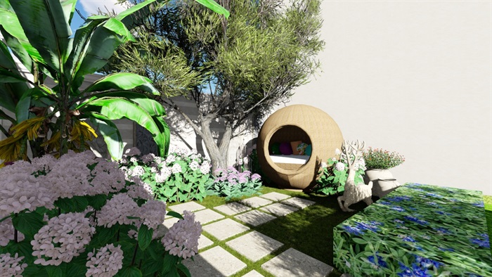 别墅小庭院欧式景观设计su模型(9)