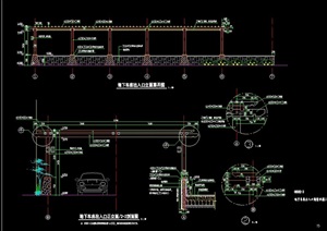 地下车库廊架节点素材设计cad施工图