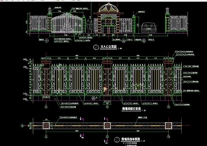 欧式园林景观详细的完整小区围墙cad施工图