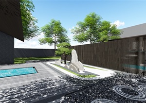 新中式别墅庭院景观设计3