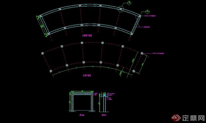 现代弧形长廊设计cad施工图