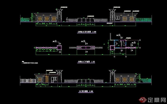 园林景观大门设计cad施工图