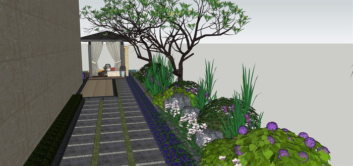 别墅庭院花园景观设计3su方案(3)