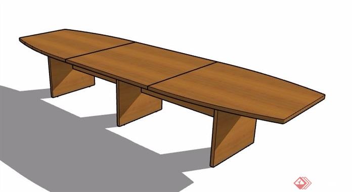 现代简约拼接式木制长桌su模型