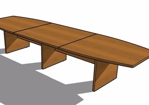 现代简约拼接式木制长桌SU(草图大师)模型
