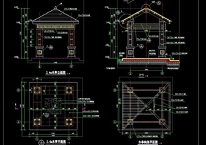 中式园林景亭素材设计cad施工图