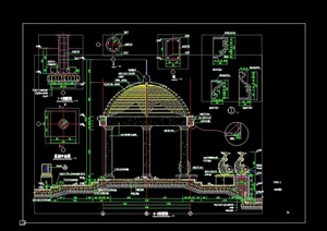 欧式圆形园林景亭素材设计cad施工图