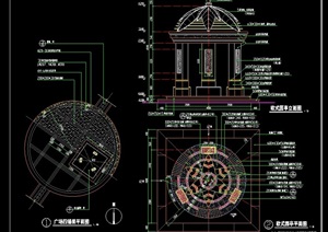 欧式圆形景亭素材设计cad施工图