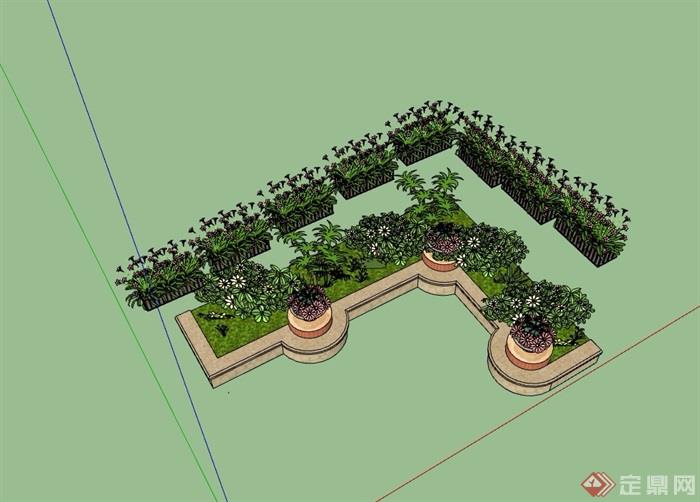 详细的景观种植池花池素材设计su模型