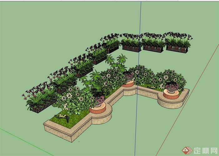 详细的景观种植池花池素材设计su模型