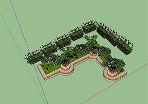 详细的景观种植池花池素材设计SU(草图大师)模型