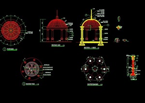 欧式叶子圆亭设计cad施工图天正打开