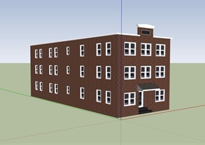 三层欧式风格居住楼建筑SU(草图大师)模型