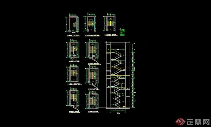 现代详细的建筑楼梯设计cad施工图