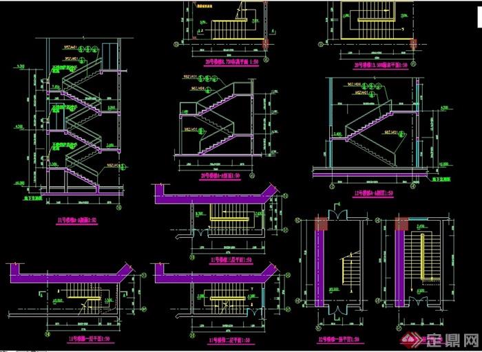 精细完整的建筑楼梯设计cad施工图