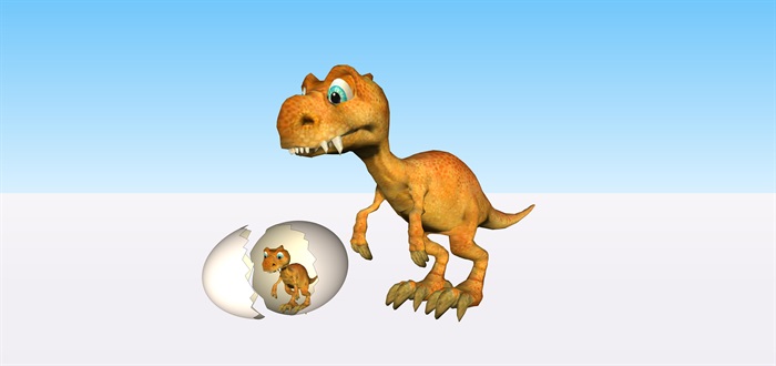 恐龙模型破了壳的恐龙su模型素材(1)