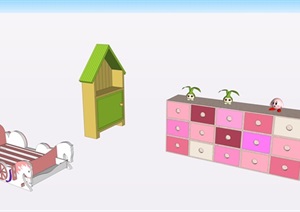 儿童房间家具SU(草图大师)素材模型