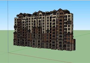 欧式风格详细的居住建筑楼设计SU(草图大师)模型