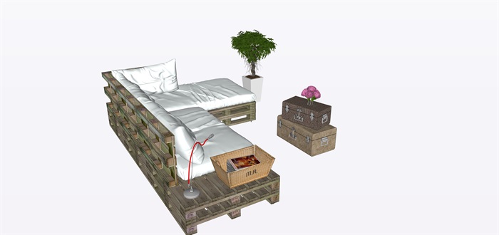 北欧工业风沙发家具摆件su素材模型(3)