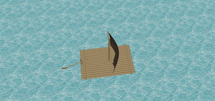 古代竹子扎的船su模型素材(3)