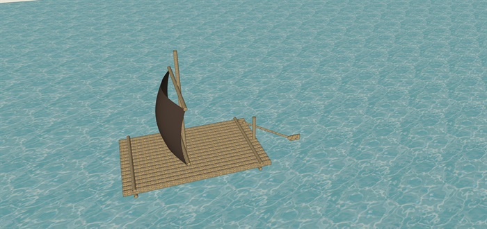 古代竹子扎的船su模型素材(4)