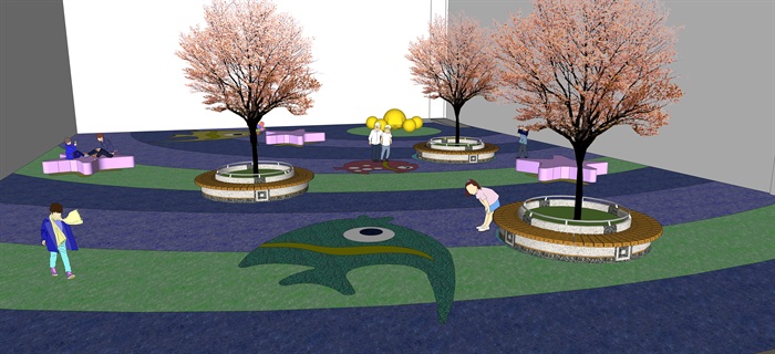 校园景观设计su素材模型(4)