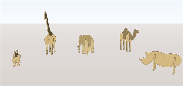 老虎、犀牛、长颈鹿、骆驼等动物模型su素材(1)