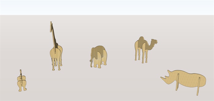 老虎、犀牛、长颈鹿、骆驼等动物模型su素材(2)