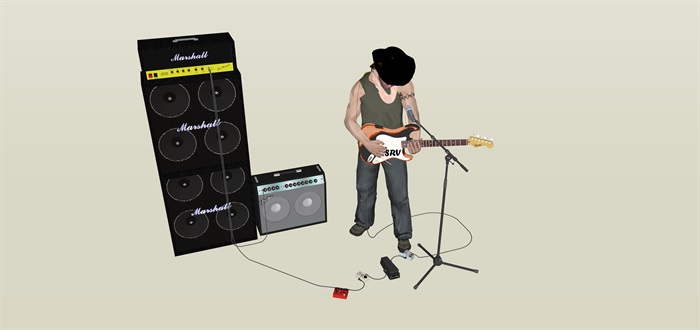 音响吉他音乐人su素材 模型(1)