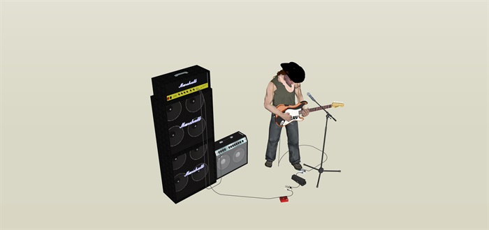 音响吉他音乐人su素材 模型(3)