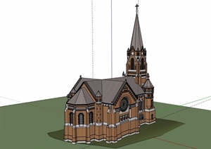 某英式风格详细的完整教堂建筑设计SU(草图大师)模型