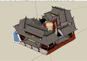 某古典中式会所详细完整的建筑楼SU(草图大师)模型