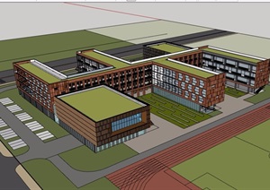 某现代风格详细带完整多层学校建筑楼设计SU(草图大师)模型