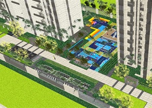 现代风格郑州东原小区建筑与景观深化方案SU(草图大师)模型