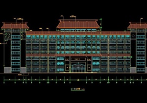 中式风格教学楼设计cad图纸