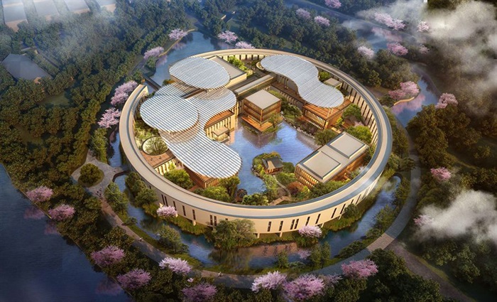 顶级艺术构成-唯美校园环境-杭州未来科技城湖畔大学建筑及景观SU精细模型(1)