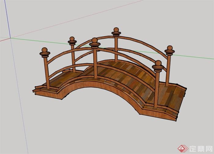 中式木质拱桥详细设计su模型