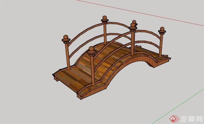 中式木质拱桥详细设计su模型