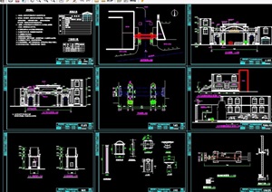 学校大门详细完整设计cad施工图天正打开
