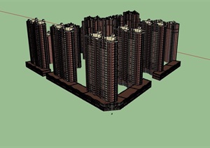 新古典风格高层商住楼详细设计SU(草图大师)模型